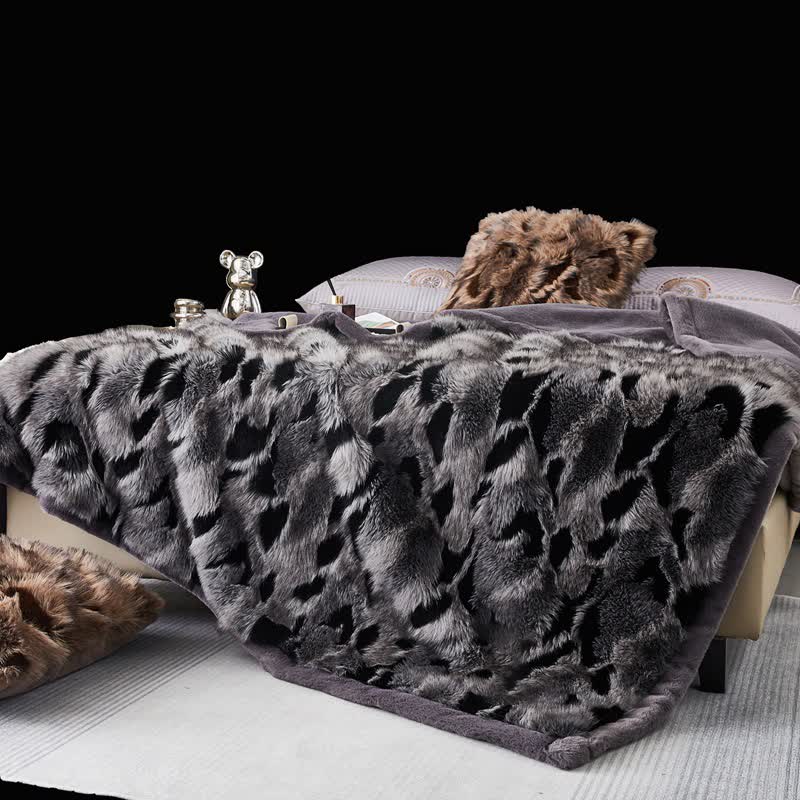 Couverture jetée moderne et luxueuse en fausse fourrure - Gris - 200 cm x 230 cm - image 0