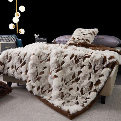Couverture jetée moderne et luxueuse en fausse fourrure - abricot - 200 cm x 230 cm - image 3