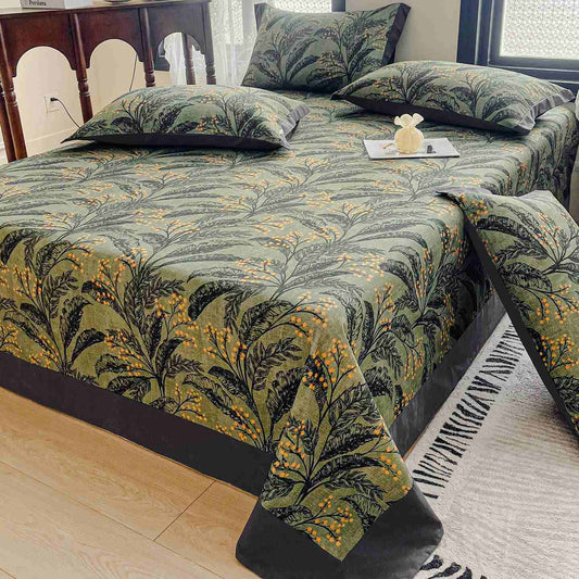 Couvre-lit en coton brossé à motif botanique de baies - 2 taies d'oreiller - 48 cm x 74 cm - image 0