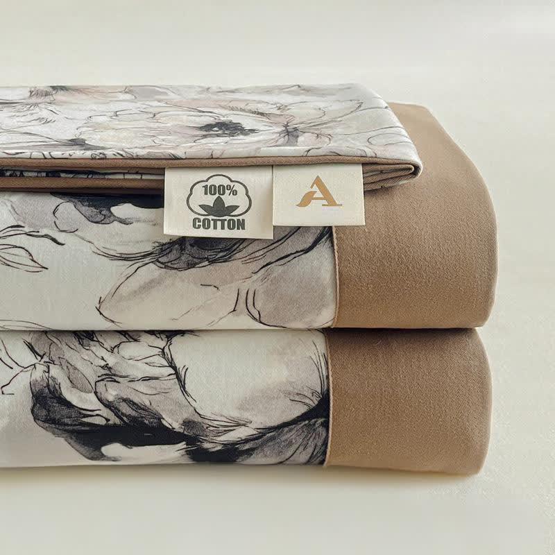 Couvre-lit élégant en coton brossé à motif pivoine - image 1