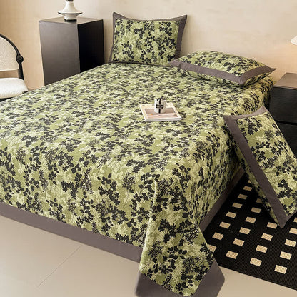 Drap de lit vintage en coton brossé à motif de feuilles - 2 taies d'oreiller - 48 cm x 74 cm - image 0