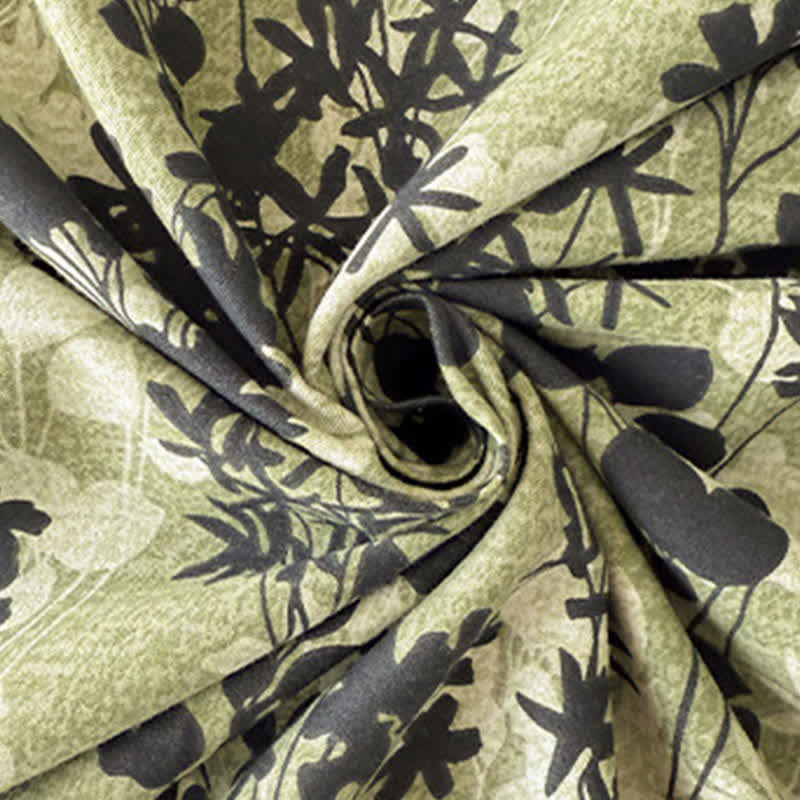 Drap de lit vintage en coton brossé à motif de feuilles - image 2