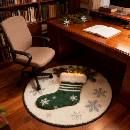 Tapis de Noël en forme de chaussette avec effet flocon de neige 3D - image 3