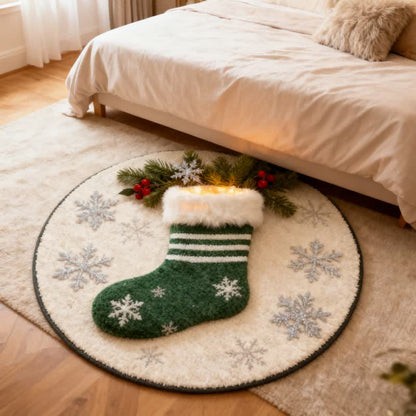 Tapis de Noël en forme de chaussette avec effet flocon de neige 3D - image 2