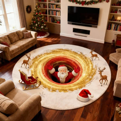Tapis Père Noël et rennes avec effet 3D - image 1