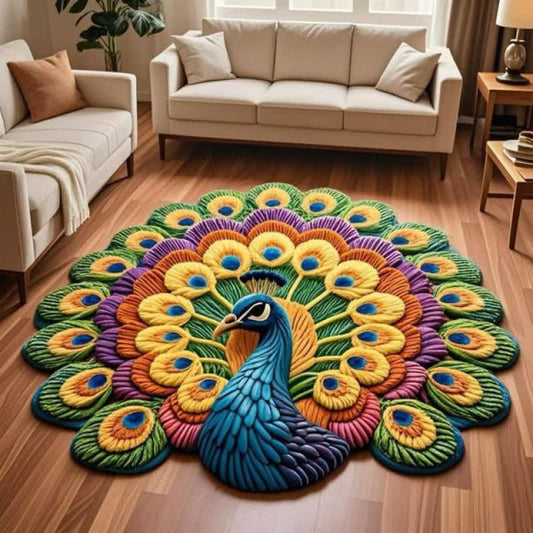 Tapis à motif de fleurs de paon et effet 3D - UN - 160 cm - image 0