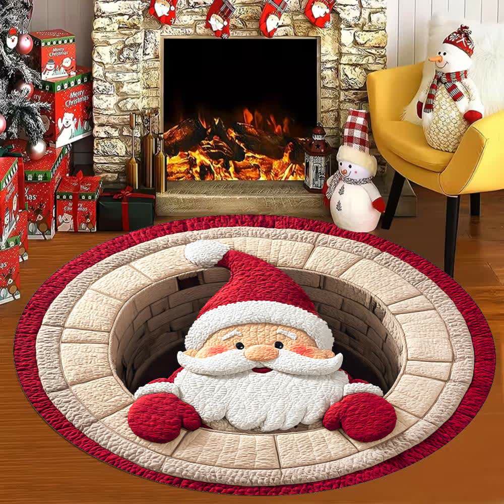 Tapis de Noël avec effet 3D et motif du Père Noël - UN - 160 cm - image 0