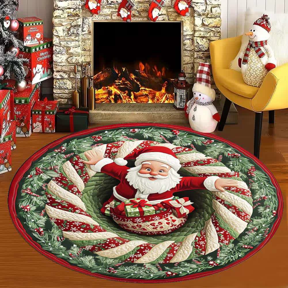 Tapis de Noël avec effet 3D et motif du Père Noël - B - 160 cm - image 1