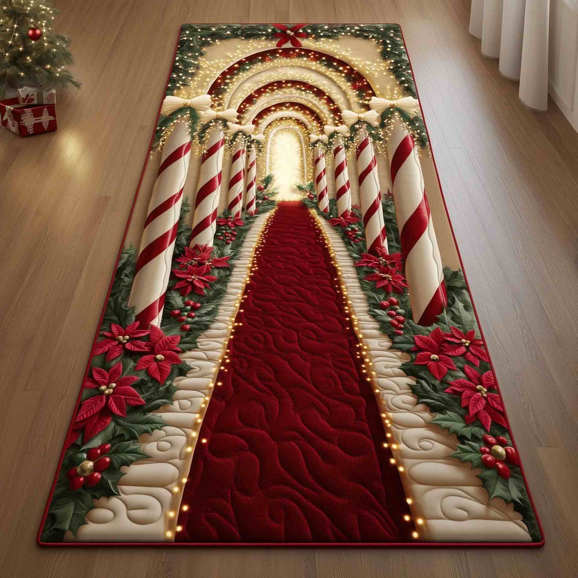 Tapis décoratif à motif sapin de Noël - B - 60 cm x 200 cm - image 1