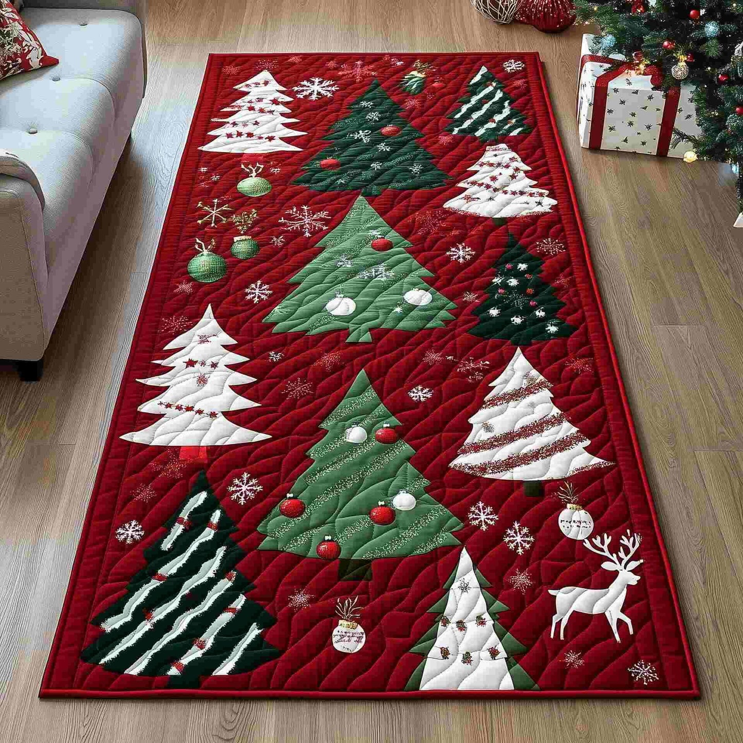 Tapis décoratif à motif sapin de Noël - D - 60 cm x 200 cm - image 3