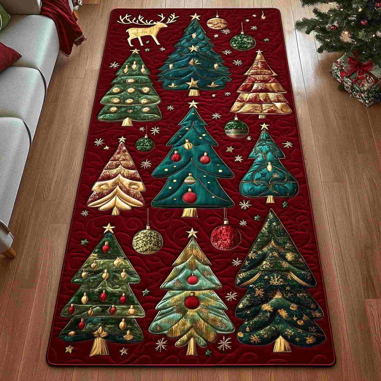 Tapis décoratif à motif sapin de Noël - UN - 60 cm x 200 cm - image 0