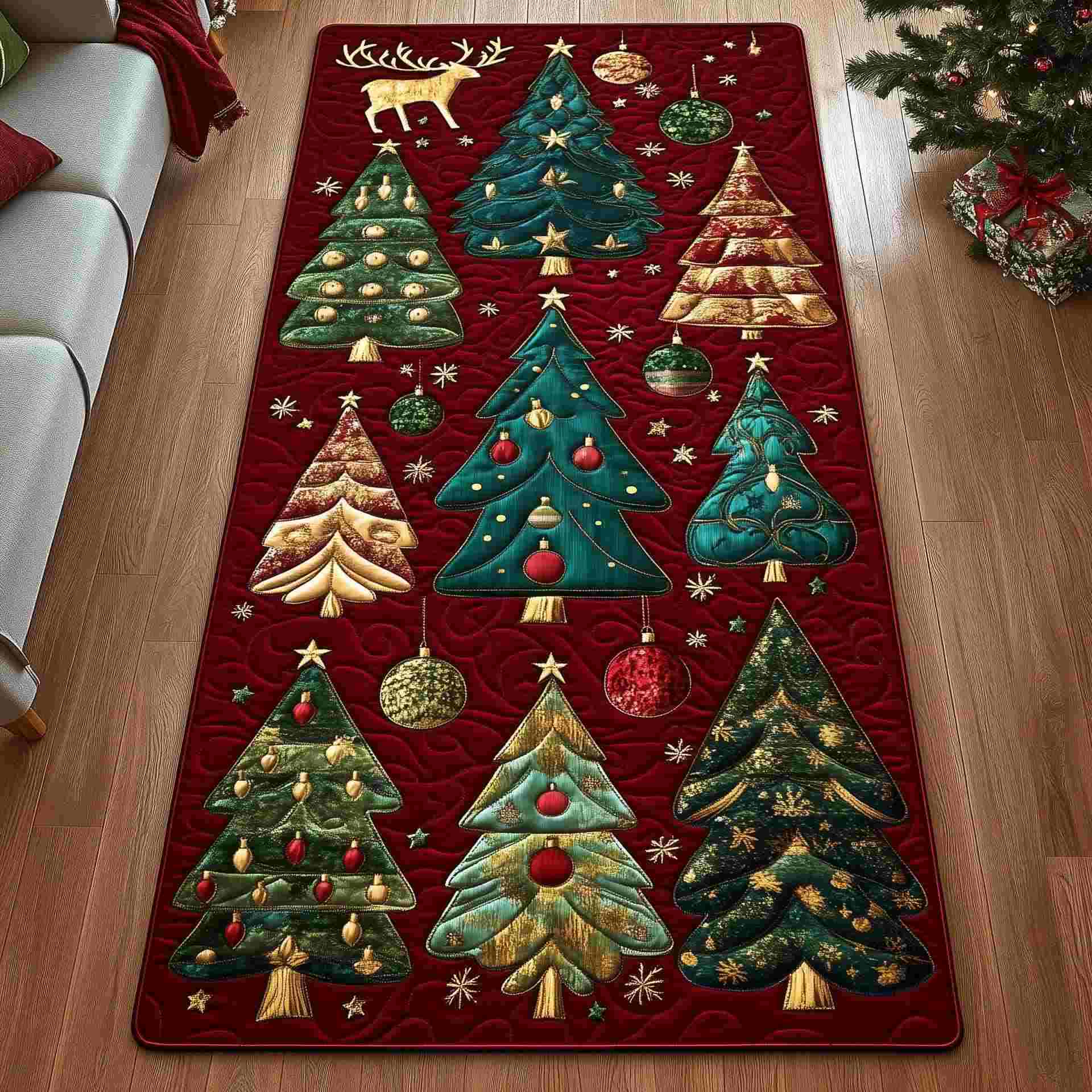 Tapis décoratif à motif sapin de Noël - UN - 60 cm x 200 cm - image 0