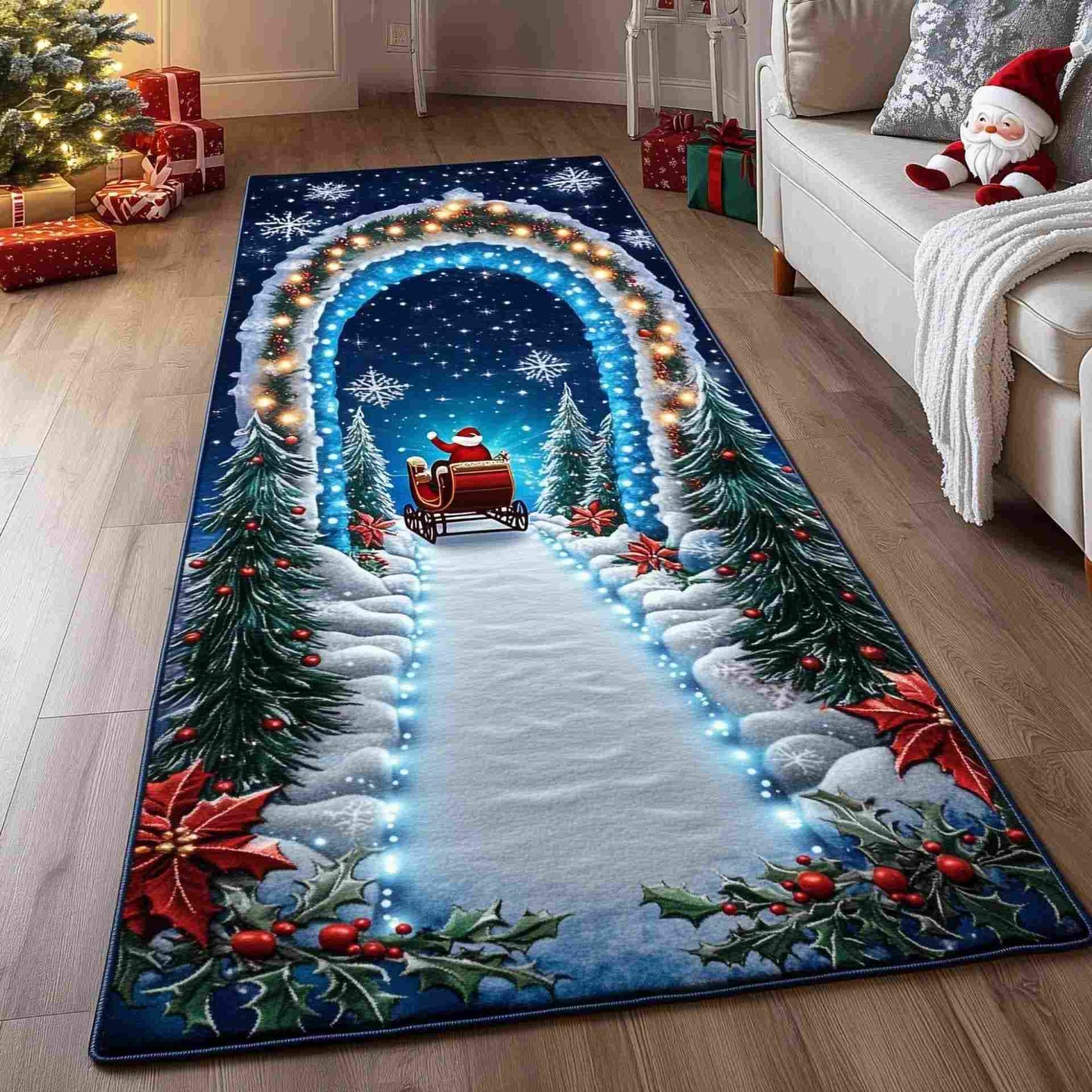 Tapis décoratif à motif sapin de Noël - C - 60 cm x 200 cm - image 2