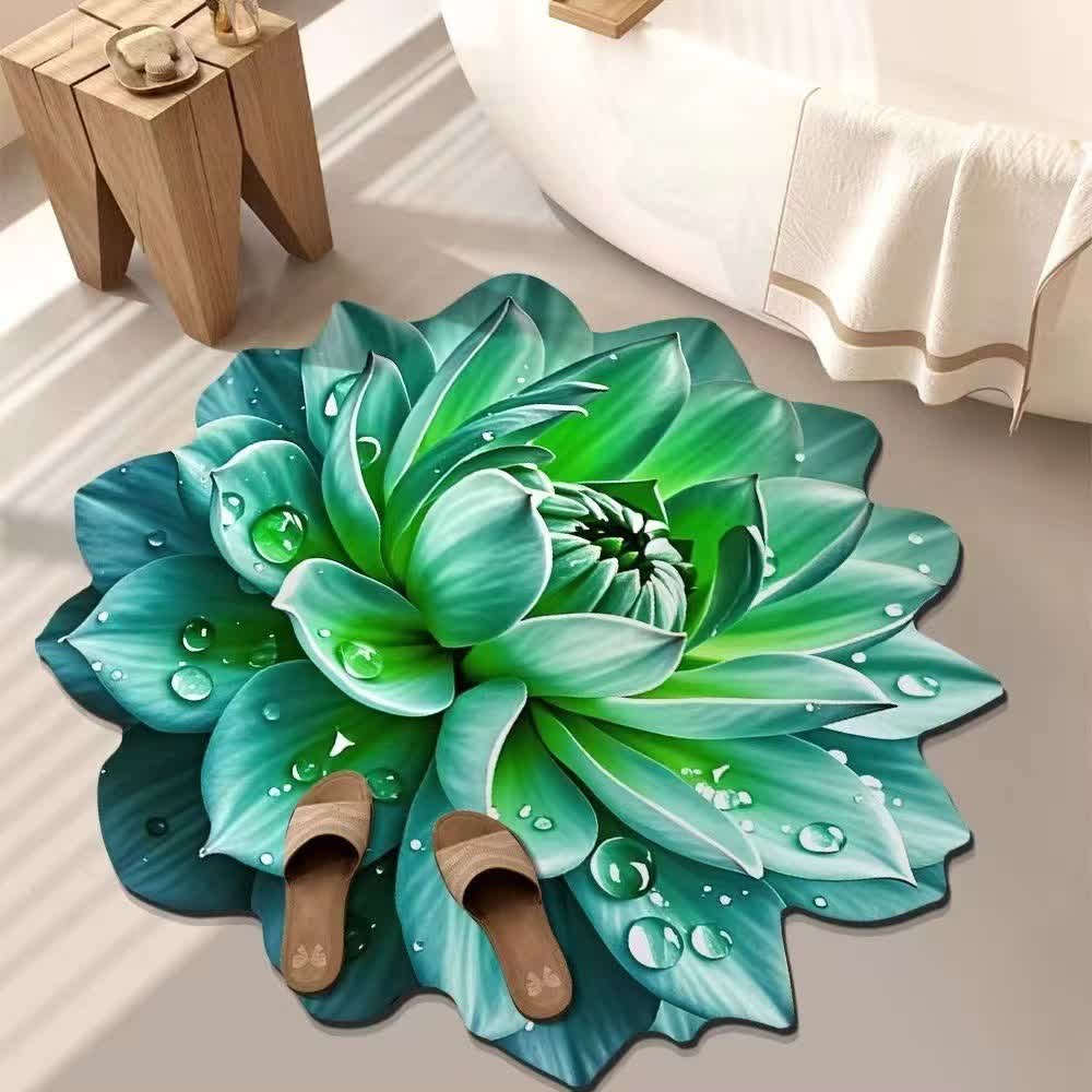 Tapis coloré à effet floral 3D - Vert - 140 cm - image 5