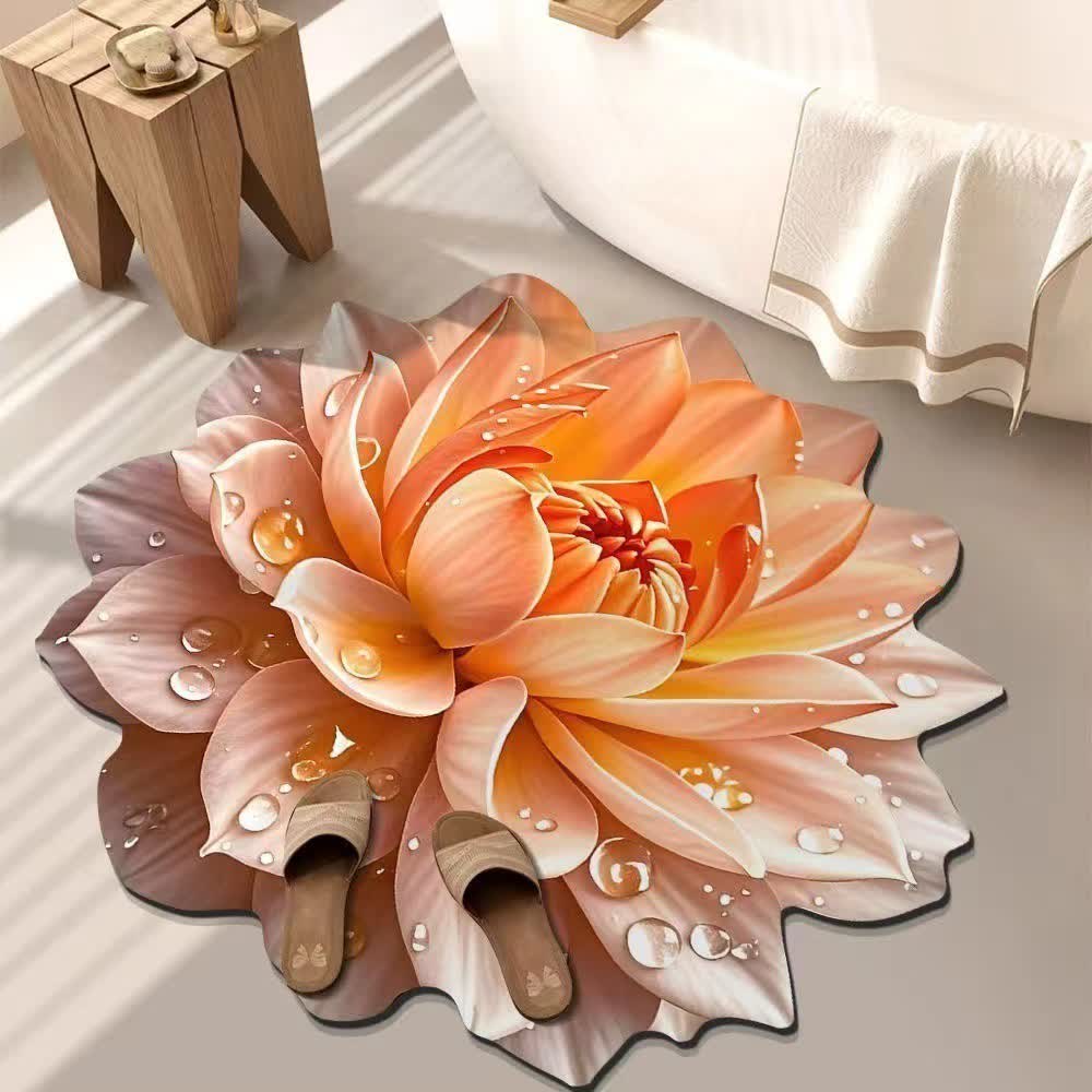 Tapis coloré à effet floral 3D - Orange - 140 cm - image 2