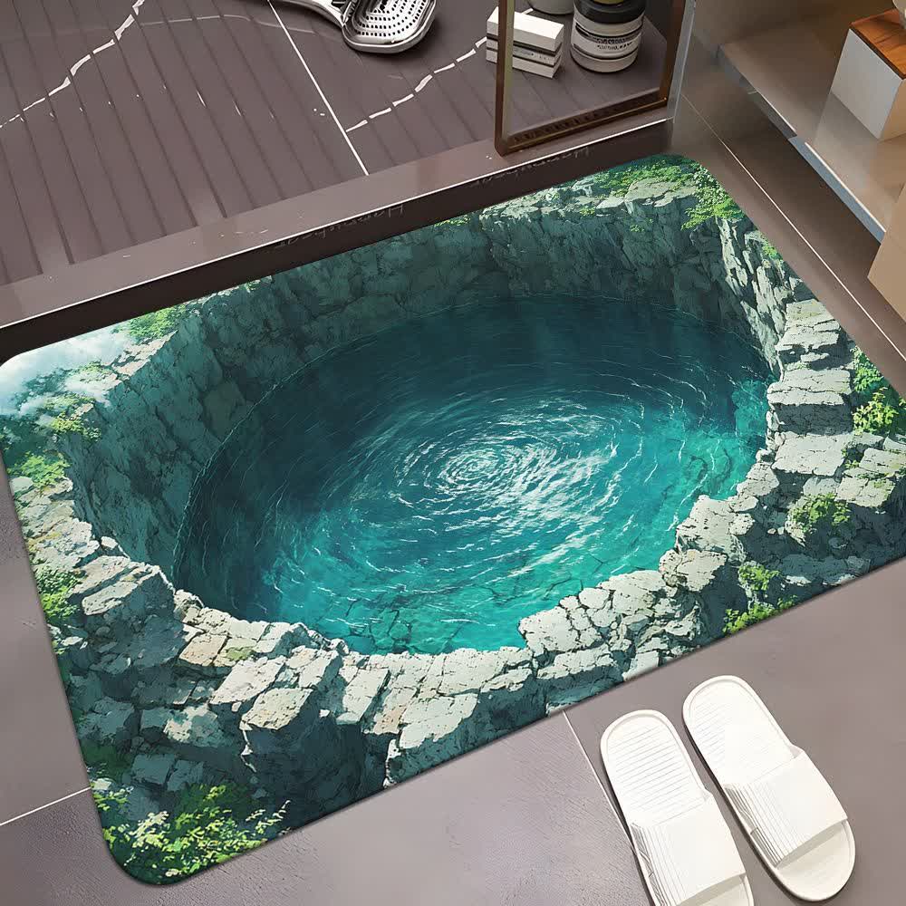 tapis à effet 3D paysage de grotte - eau de source - 80 cm x 120 cm - image 0