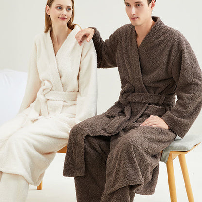 Ensemble peignoir et pantalon assortis, couleurs unies. - image 0