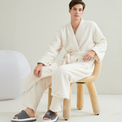 Ensemble peignoir et pantalon assortis, couleurs unies. - image 6