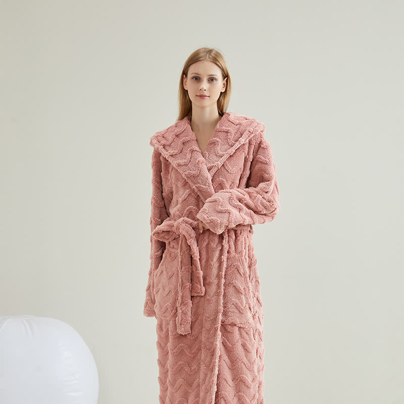 Peignoir unisexe à capuche et motif vagues - Rose - 2XL - image 9