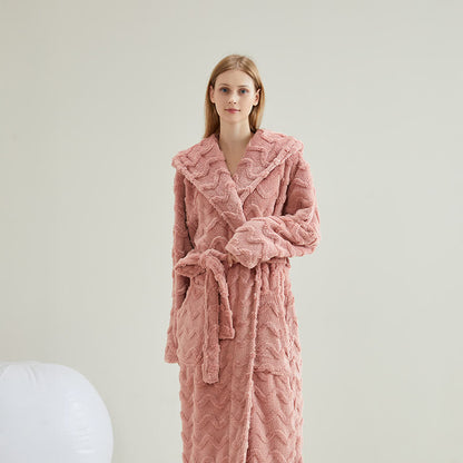 Peignoir unisexe à capuche et motif vagues - Rose - 2XL - image 9