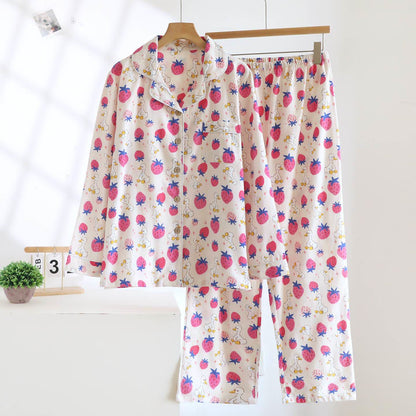 Ensemble de vêtements d'intérieur en coton brossé, coloris fraise - Comme sur la photo - XL - image 0