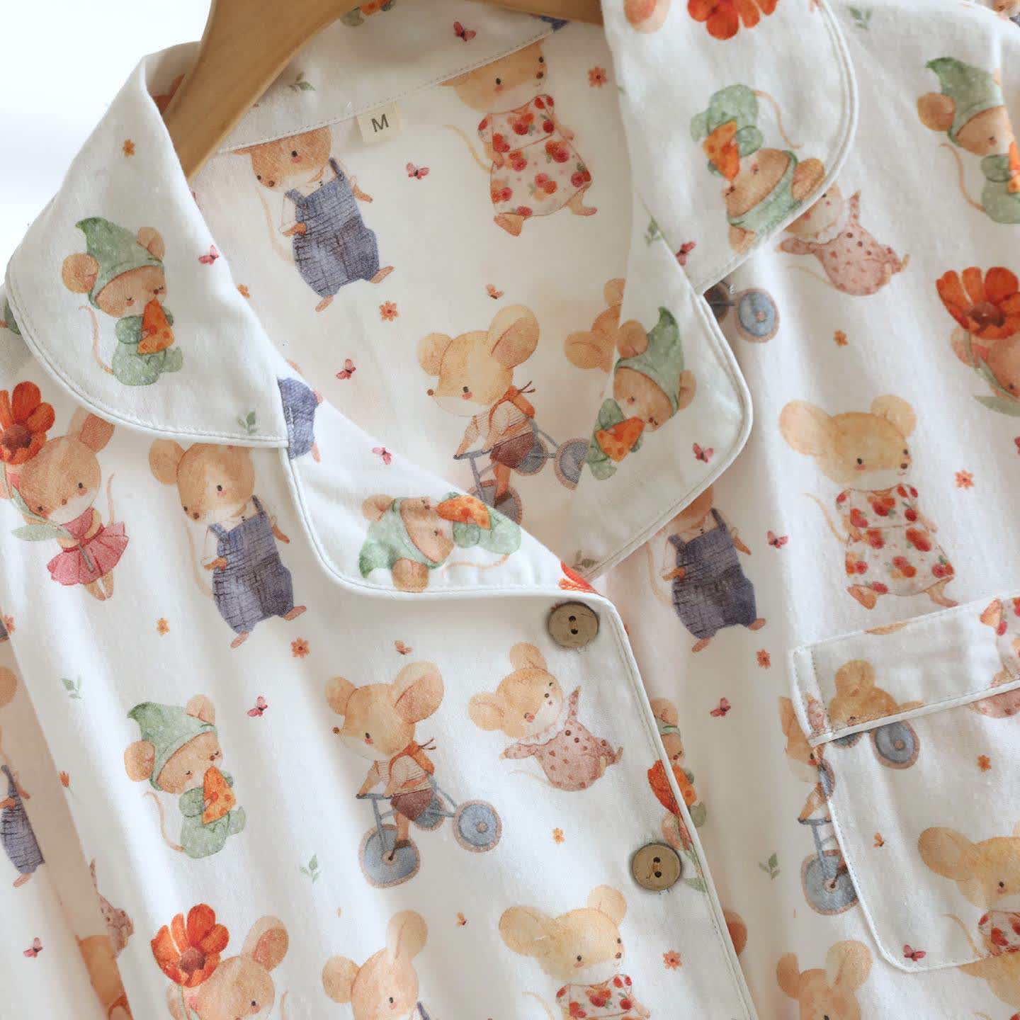 Ensemble de vêtements d'intérieur en coton brossé à motifs d'animaux de dessin animé - image 3