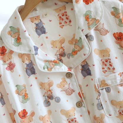 Ensemble de vêtements d'intérieur en coton brossé à motifs d'animaux de dessin animé - image 3