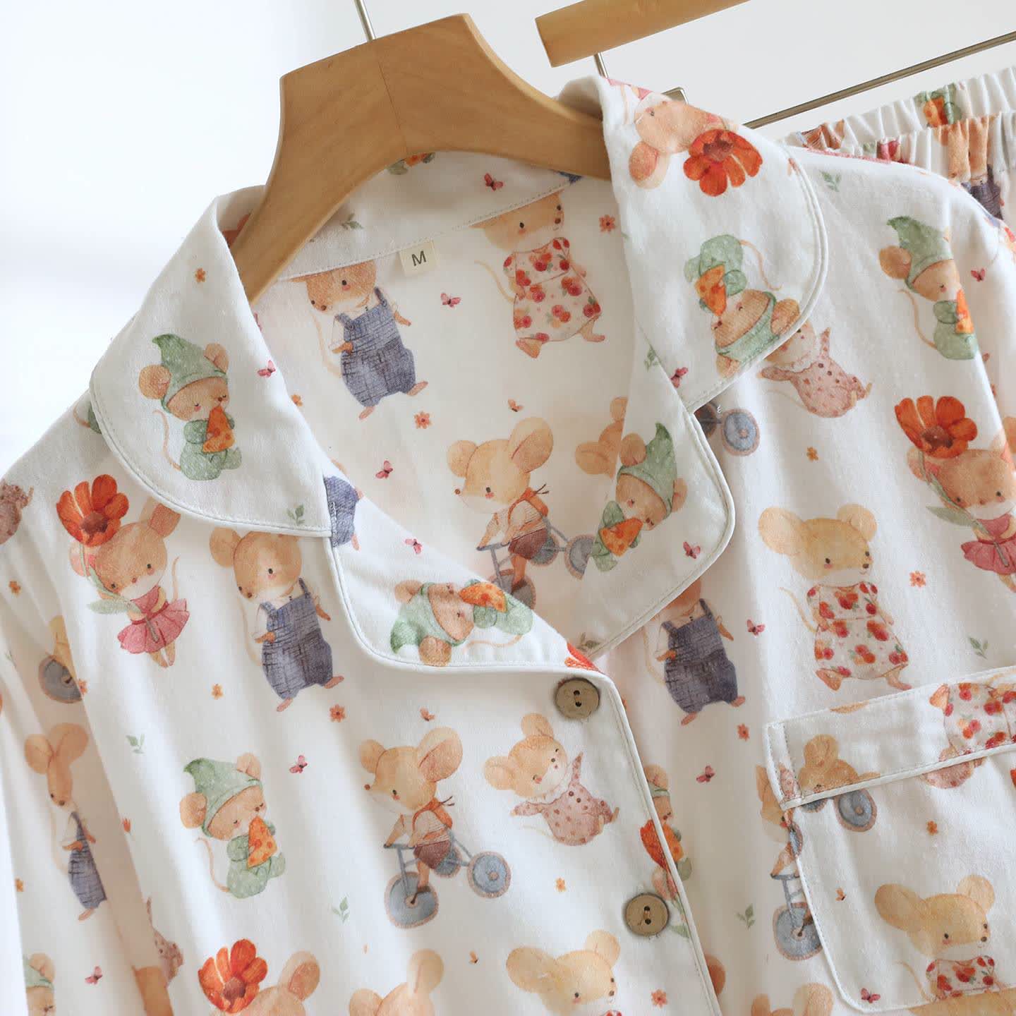 Ensemble de vêtements d'intérieur en coton brossé à motifs d'animaux de dessin animé - image 2