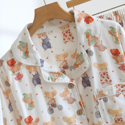 Ensemble de vêtements d'intérieur en coton brossé à motifs d'animaux de dessin animé - image 2