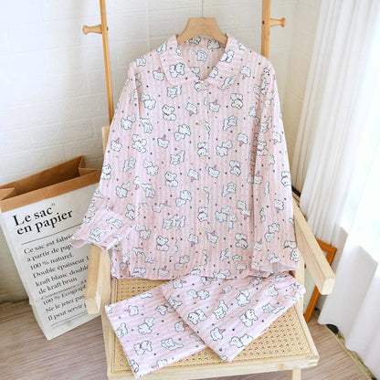 Ensemble de vêtements d'intérieur en coton brossé avec un motif de chiot de dessin animé - Comme sur la photo - XL - image 0