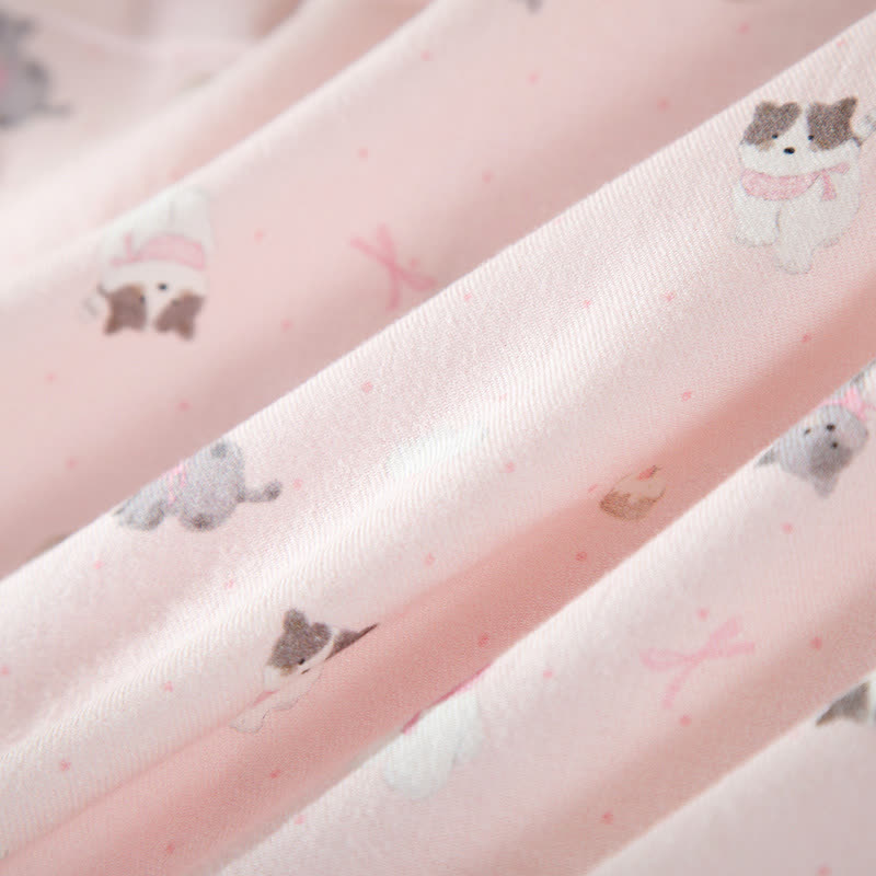 Ensemble de détente adorable en coton brossé à motifs de chiens et de chats - image 11