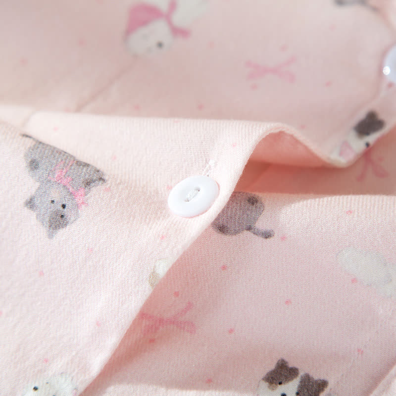 Ensemble de détente adorable en coton brossé à motifs de chiens et de chats - image 5