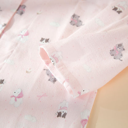 Ensemble de détente adorable en coton brossé à motifs de chiens et de chats - image 4