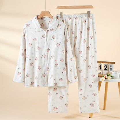 Ensemble de vêtements d'intérieur en coton brossé, beige chien - Comme sur la photo - XL - image 0