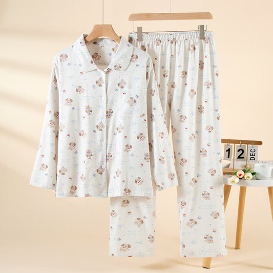 Ensemble de vêtements d'intérieur en coton brossé, beige chien - Comme sur la photo - XL - image 0