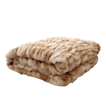 Couverture en fausse fourrure de lapin à motif batik - Café Batik - 150 cm x 200 cm - image 6