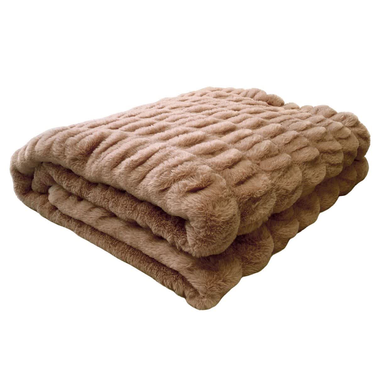 Couverture en fausse fourrure de lapin à motif batik - Café - 150 cm x 200 cm - image 8