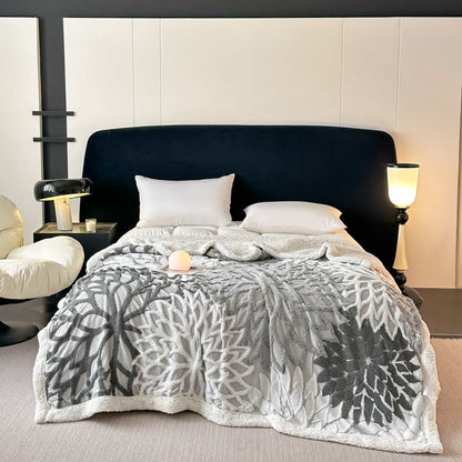 Couverture en sherpa à motif floral - Gris foncé - 200 cm x 230 cm - image 14