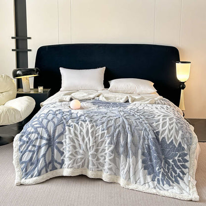 Couverture en sherpa à motif floral - Bleu - 200 cm x 230 cm - image 16