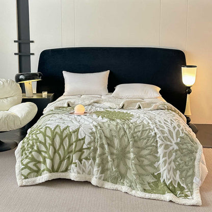 Couverture en sherpa à motif floral - Vert clair - 200 cm x 230 cm - image 11