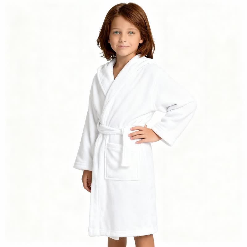 Peignoir en coton pour enfant avec capuche - image 2