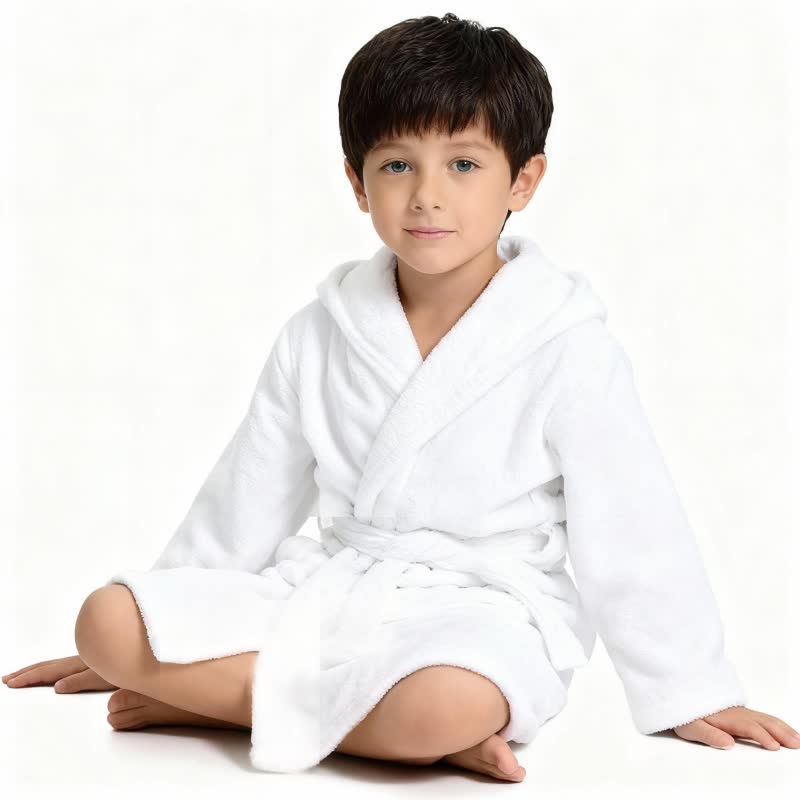 Peignoir en coton pour enfant avec capuche - image 3