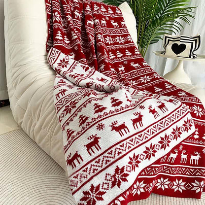 couverture tricotée de Noël avec flocons de neige - image 2