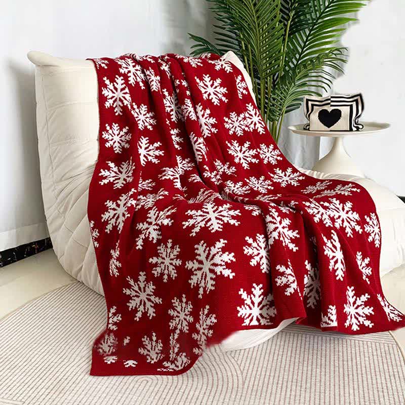 couverture tricotée de Noël avec flocons de neige - image 4