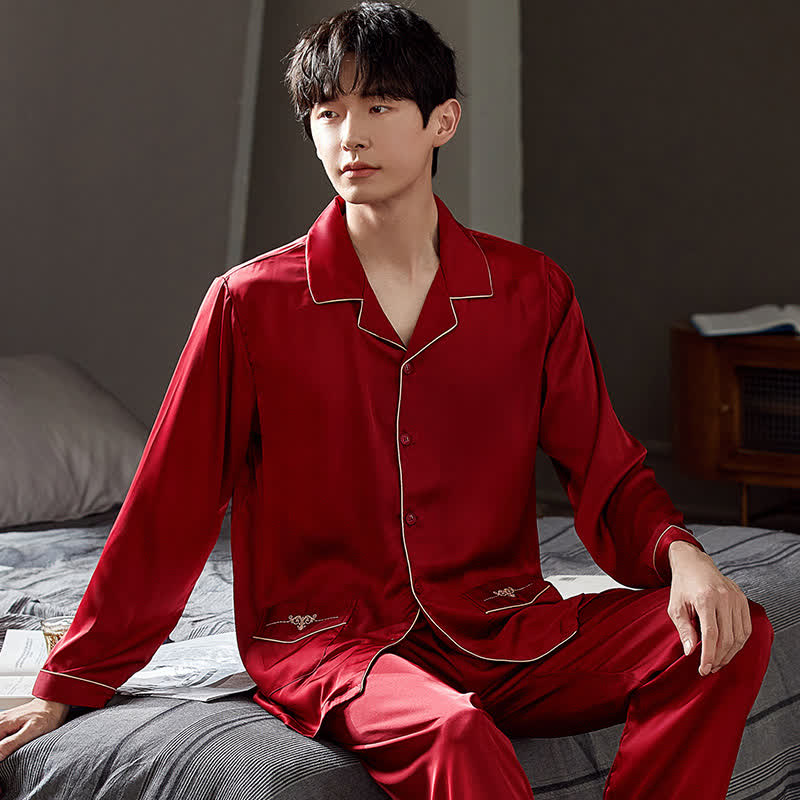 Ensemble de nuit pour partenaire en dentelle - Rouge - Homme : 3XL - image 5