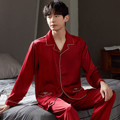 Ensemble de nuit pour partenaire en dentelle - Rouge - Homme : 3XL - image 5