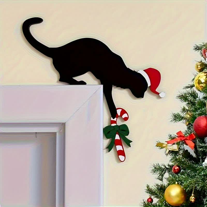 Décoration de cadre de porte avec un chat noir - 4 pièces - image 1