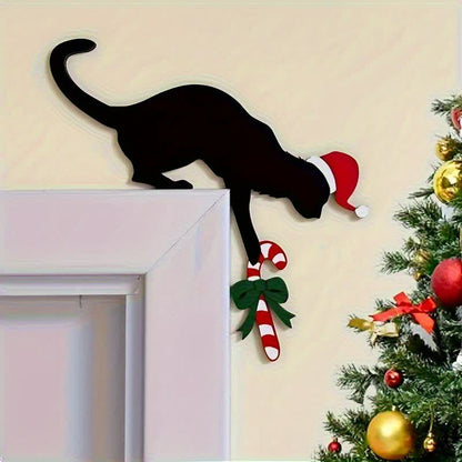 Décoration de cadre de porte avec un chat noir - 4 pièces - image 1