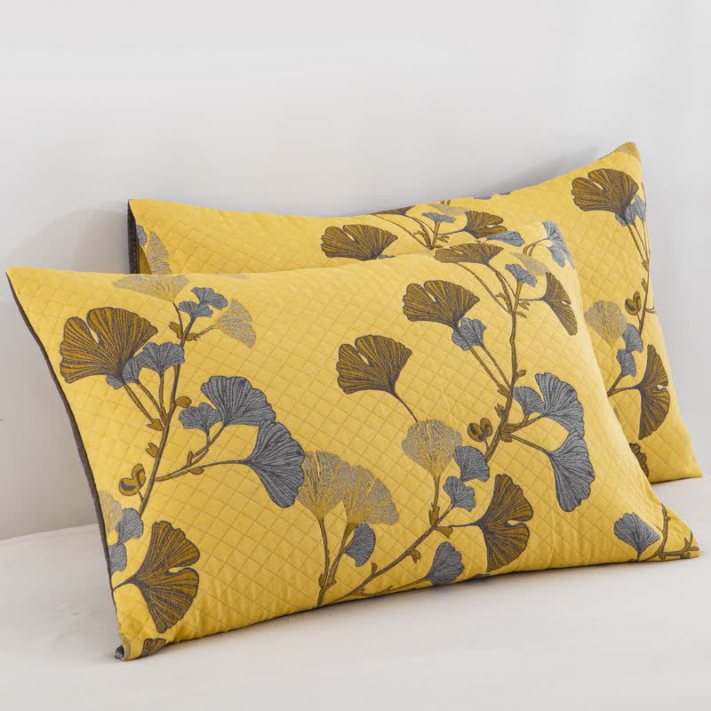 Couvre-lit réversible en coton biologique à motif de feuilles de ginkgo - image 24