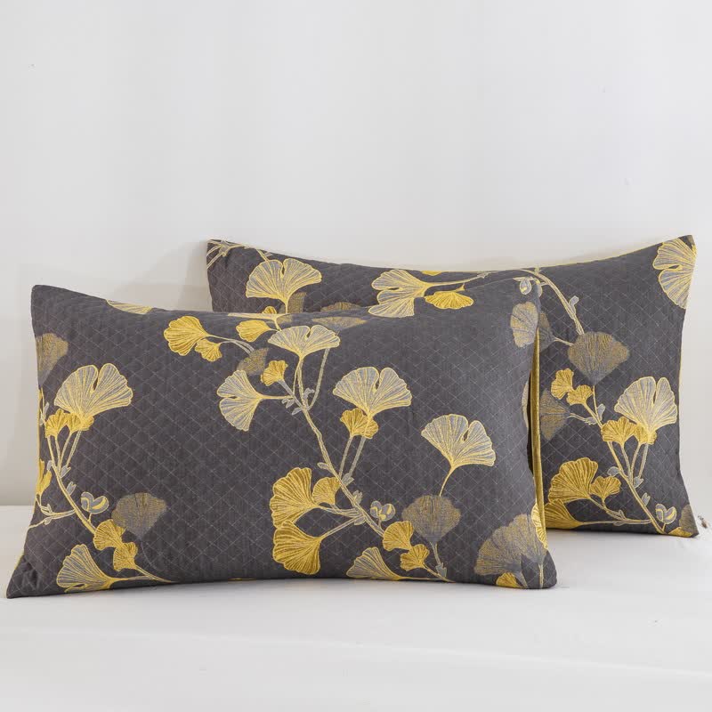 Couvre-lit réversible en coton biologique à motif de feuilles de ginkgo - image 32